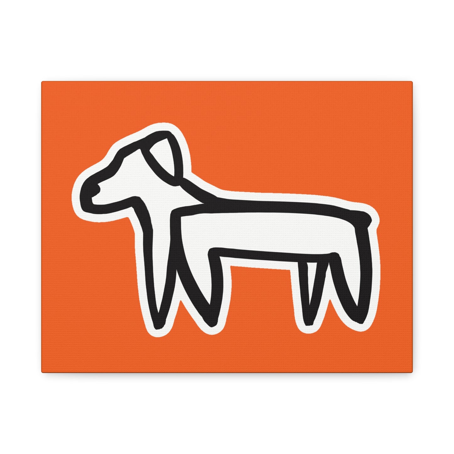 Dog Canvas Print on Orange (Sticker Style White Dog) - Dog Art Print