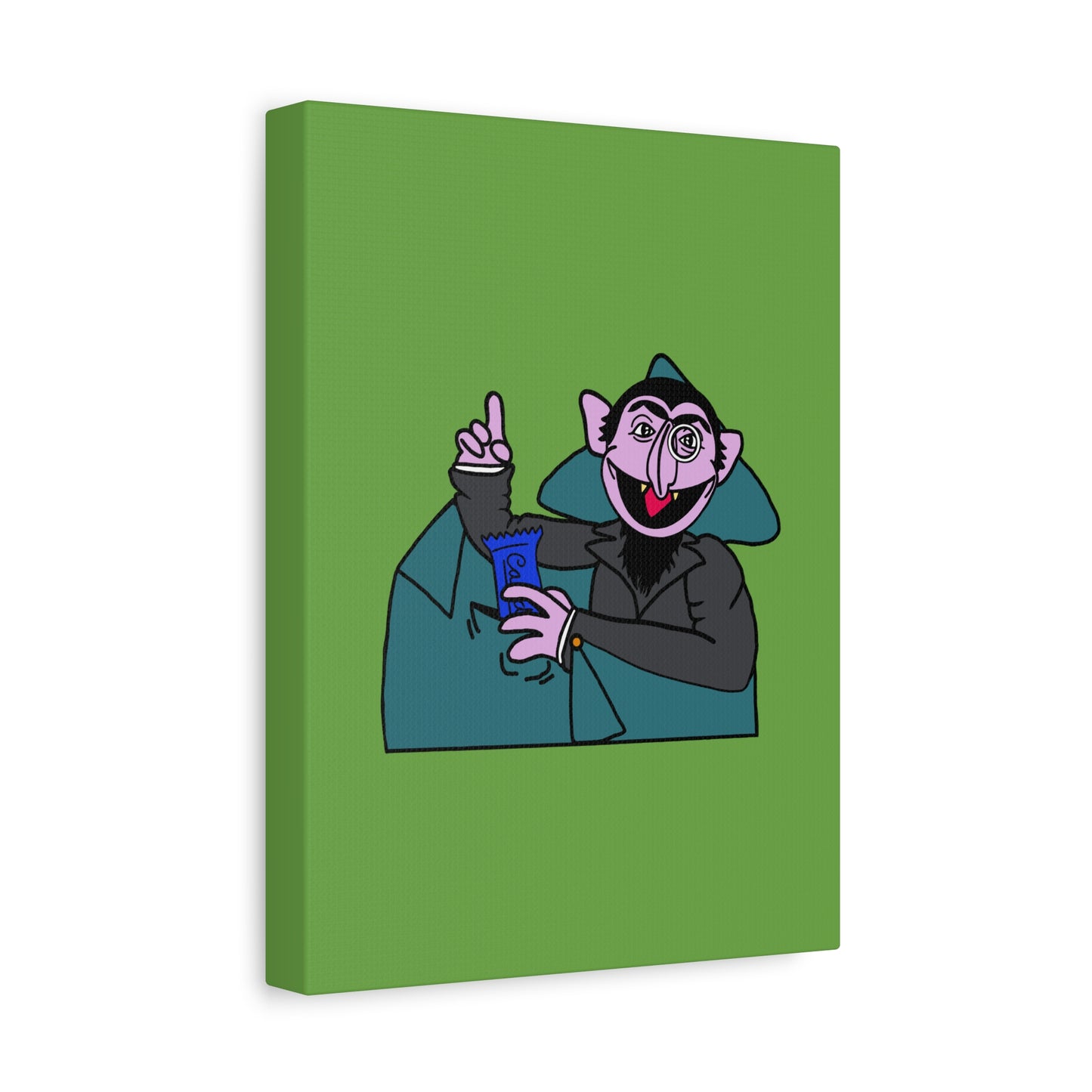 The Count Stealing Candy Canvas Print Green - Sesame Street The Count Parody Art