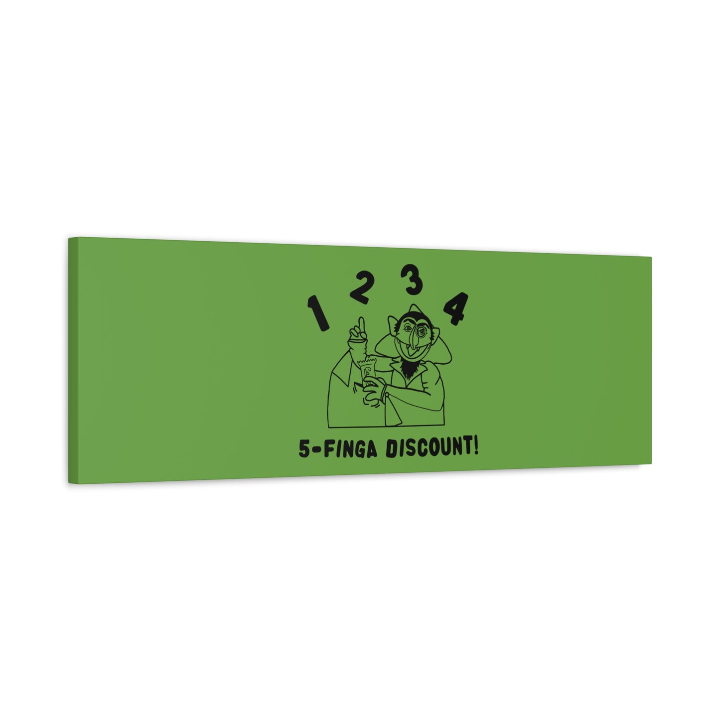 Five Finger Discount Outline Canvas Print Green - Sesame Street The Count Parody Art Print