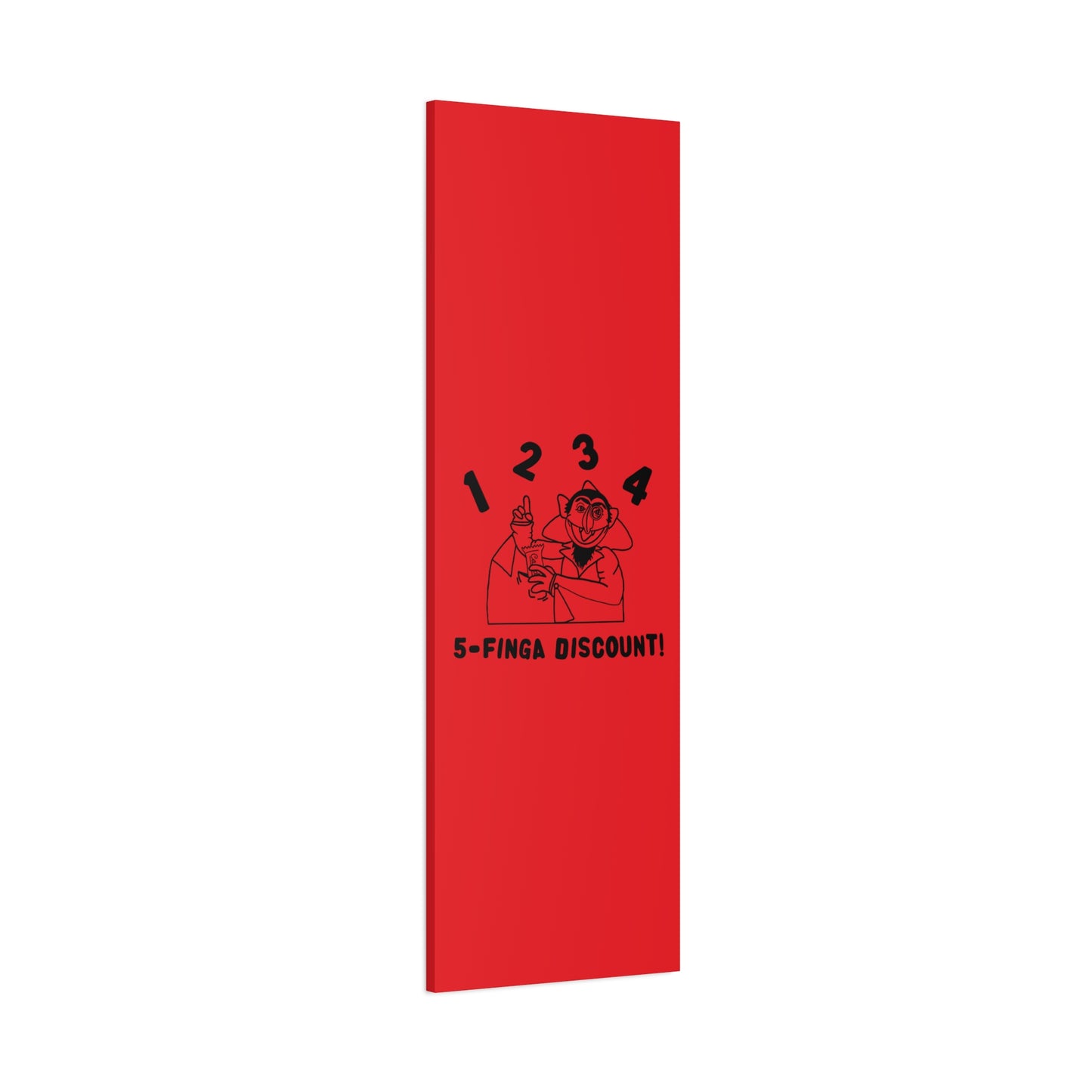 Five Finger Discount Outline Canvas Print Red - Sesame Street The Count Parody Art Print