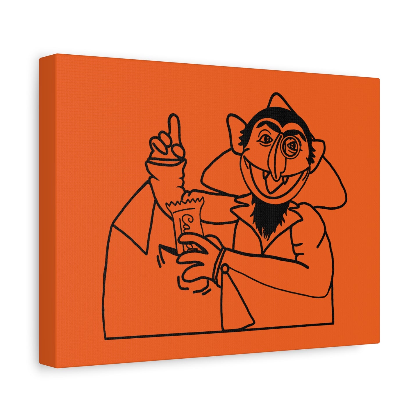 The Count Stealing Candy Outline Canvas Print Orange - Sesame Street The Count Parody Art Print
