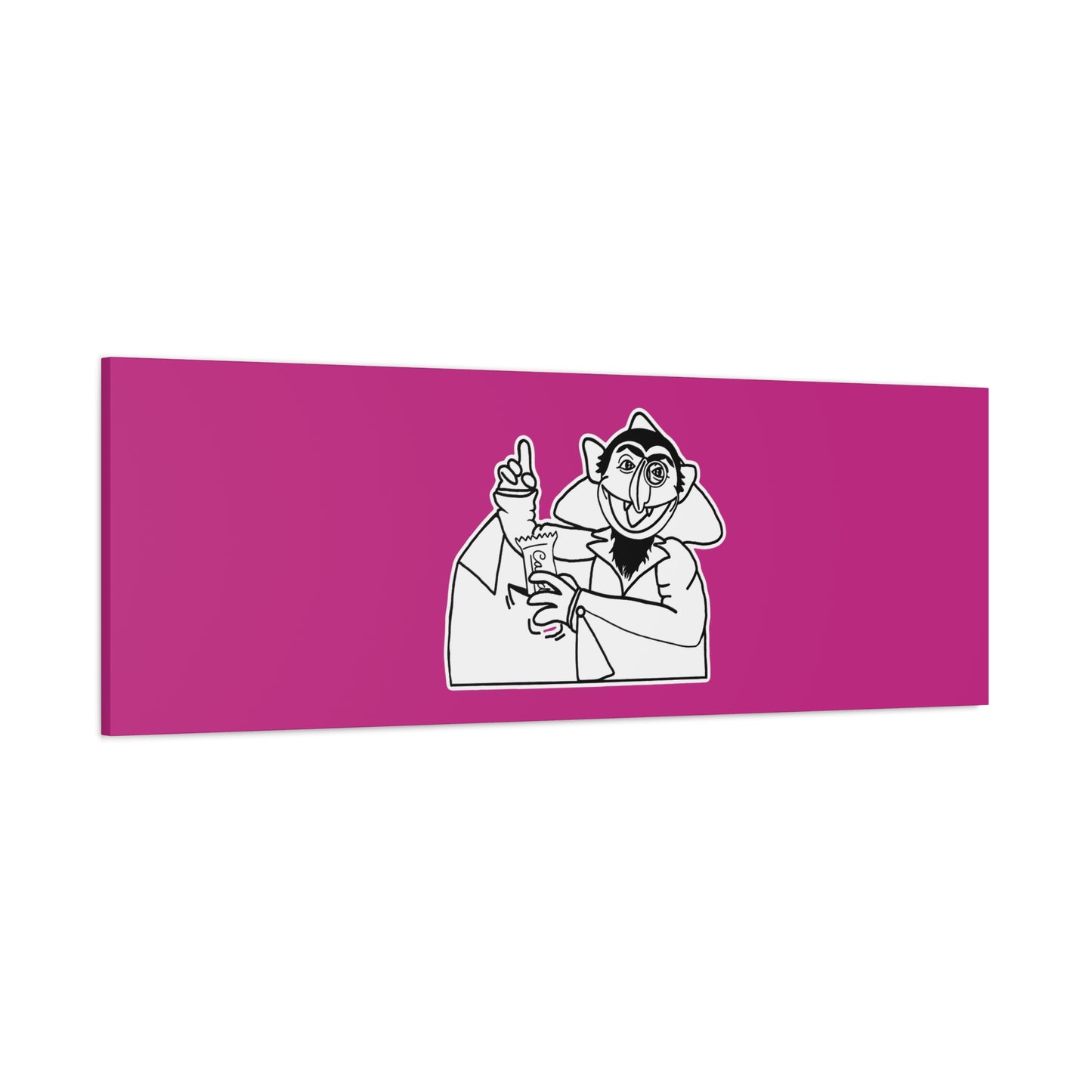 The Count Stealing Candy Outline Canvas Print Pink - Sesame Street The Count Parody Art
