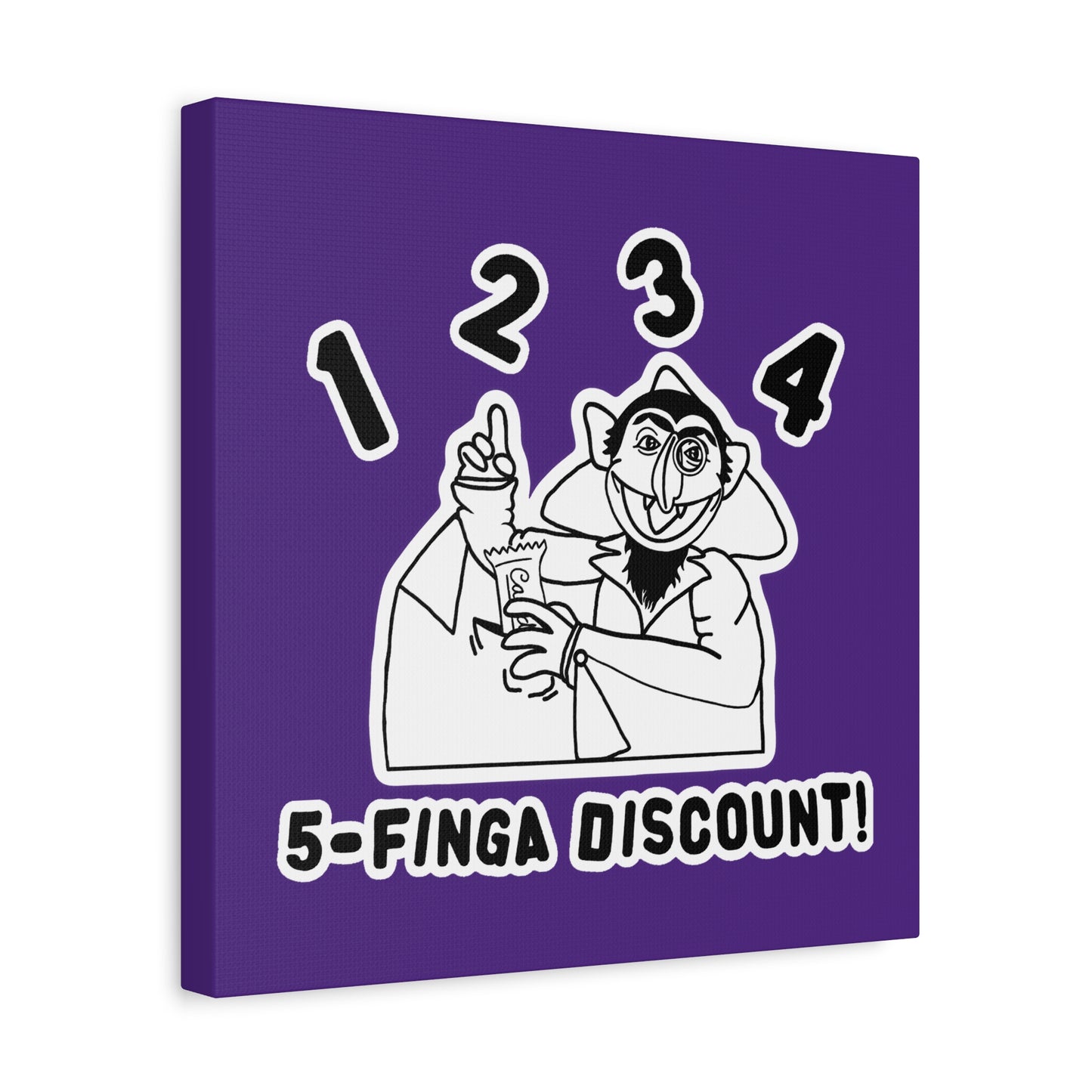 Five Finger Discount Outline Canvas Print Purple - Sesame Street The Count Parody Art Print