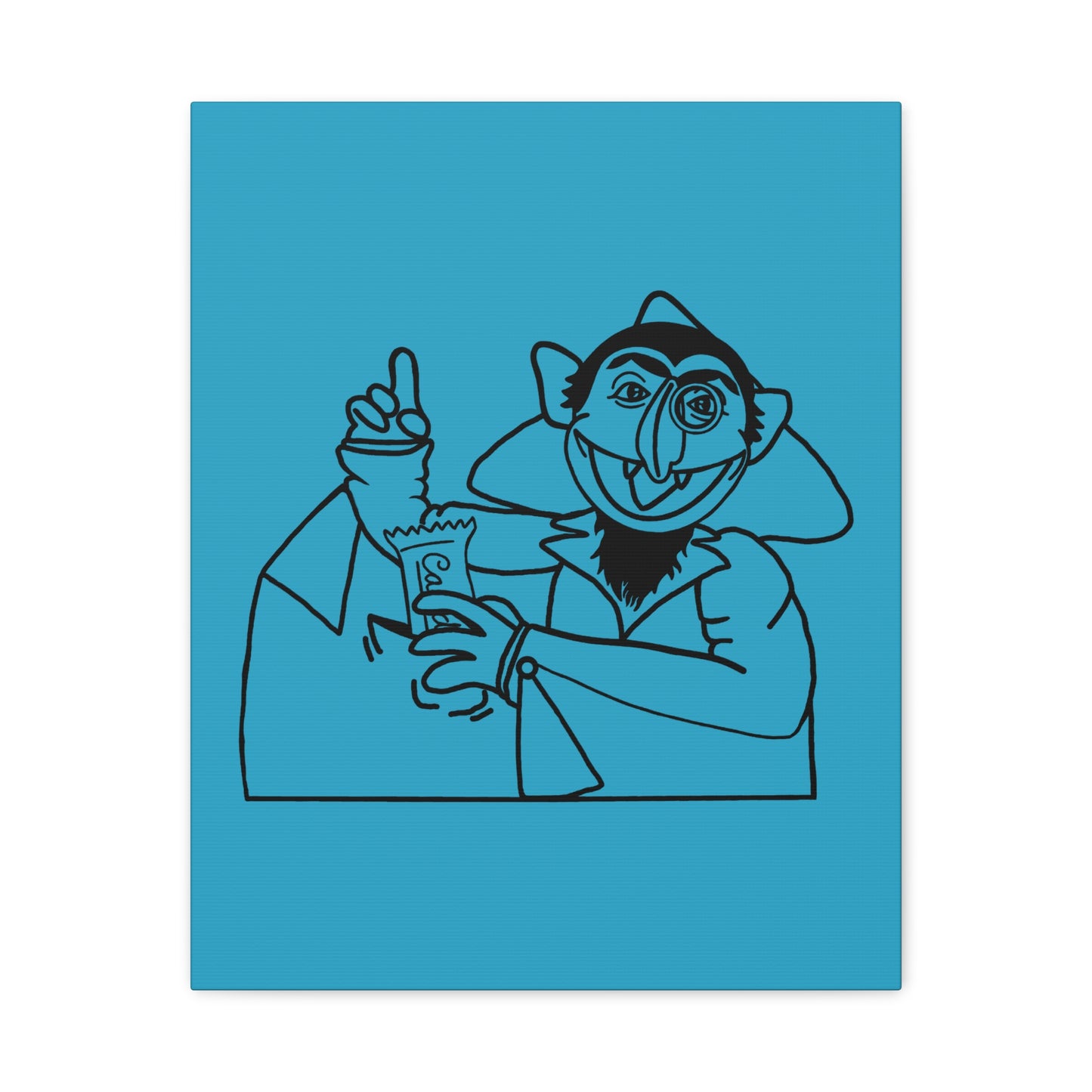 The Count Stealing Candy Outline Canvas Print Turquoise - Sesame Street The Count Art Print