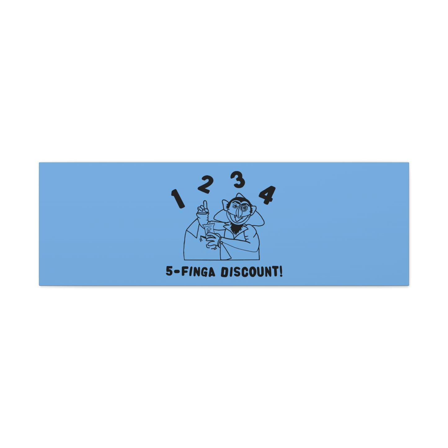 Five Finger Discount Outline Canvas Print Light Blue - Sesame Street The Count Parody Art Print