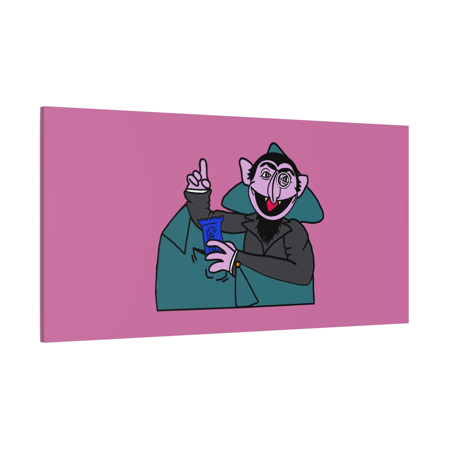 The Count Stealing Candy Canvas Print Light Pink - Sesame Street The Count Parody Art