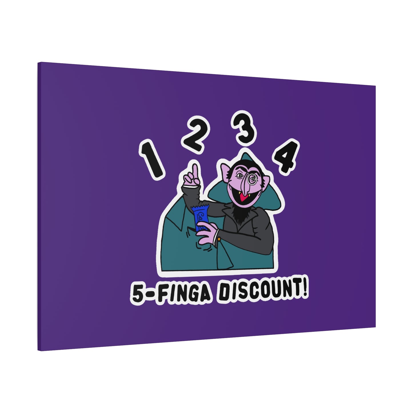Five Finger Discount Canvas Print Light Purple - Sesame Street The Count Parody Art Print