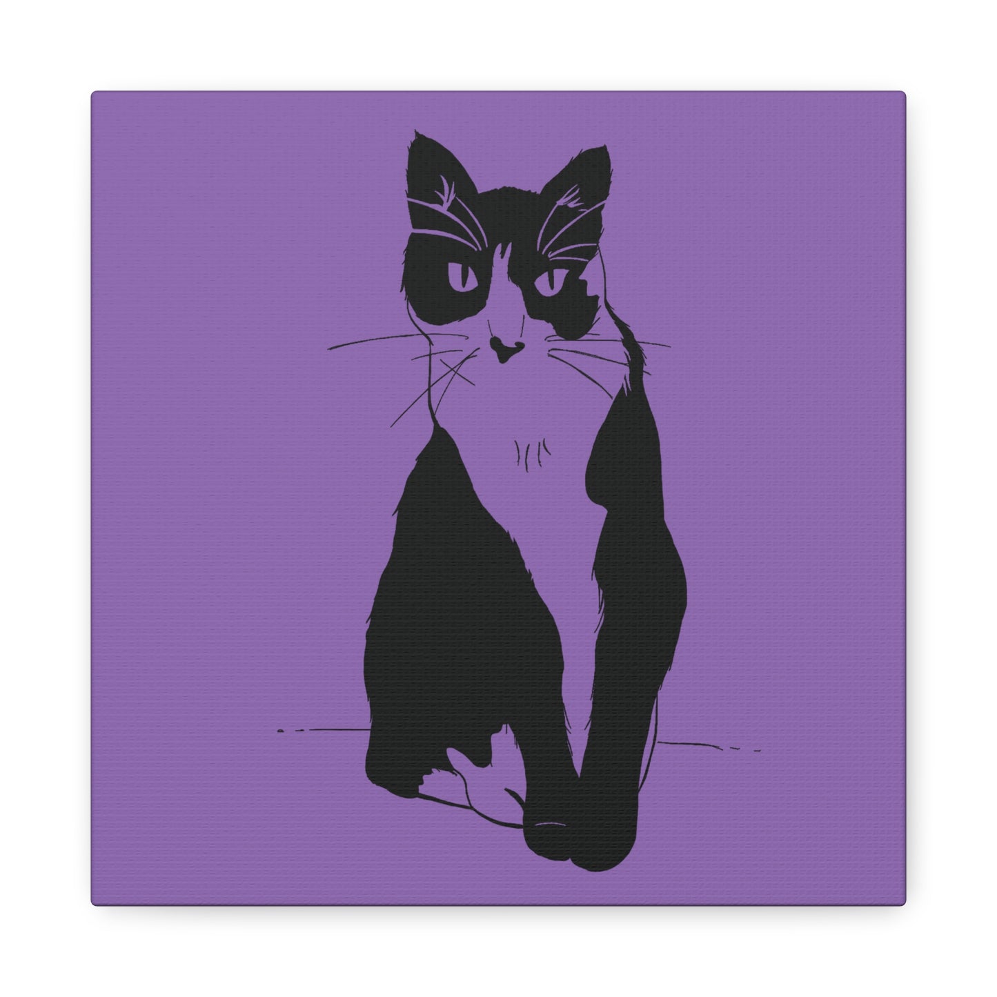 Cat Canvas Print on Purple (Transparent Style Cat) - Cat Drawing Art