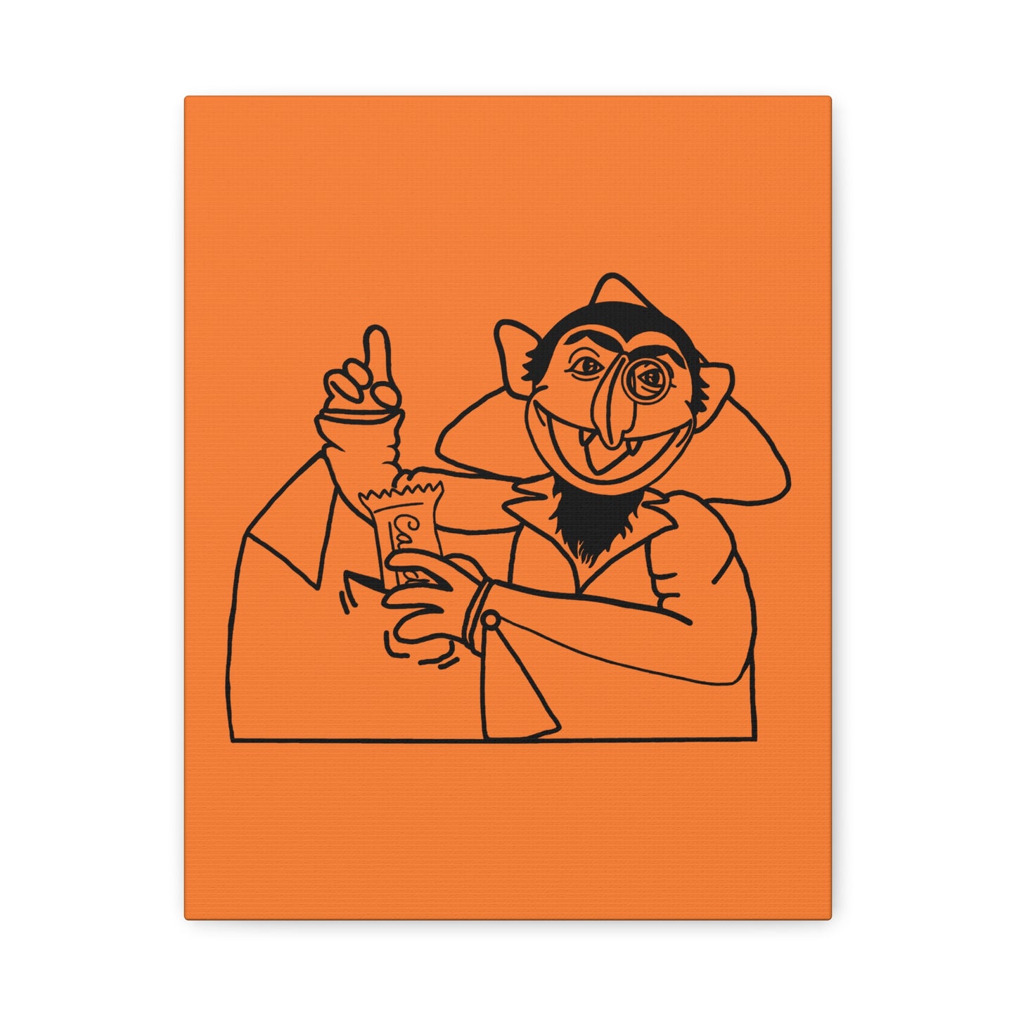 The Count Stealing Candy Outline Canvas Print Light Orange - Sesame Street The Count Parody Art