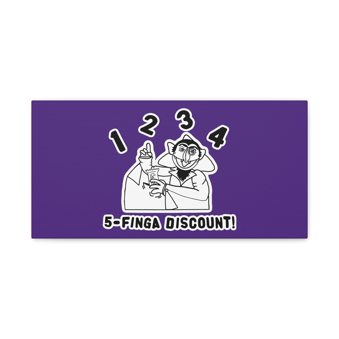 Five Finger Discount Outline Canvas Print Purple - Sesame Street The Count Parody Art Print