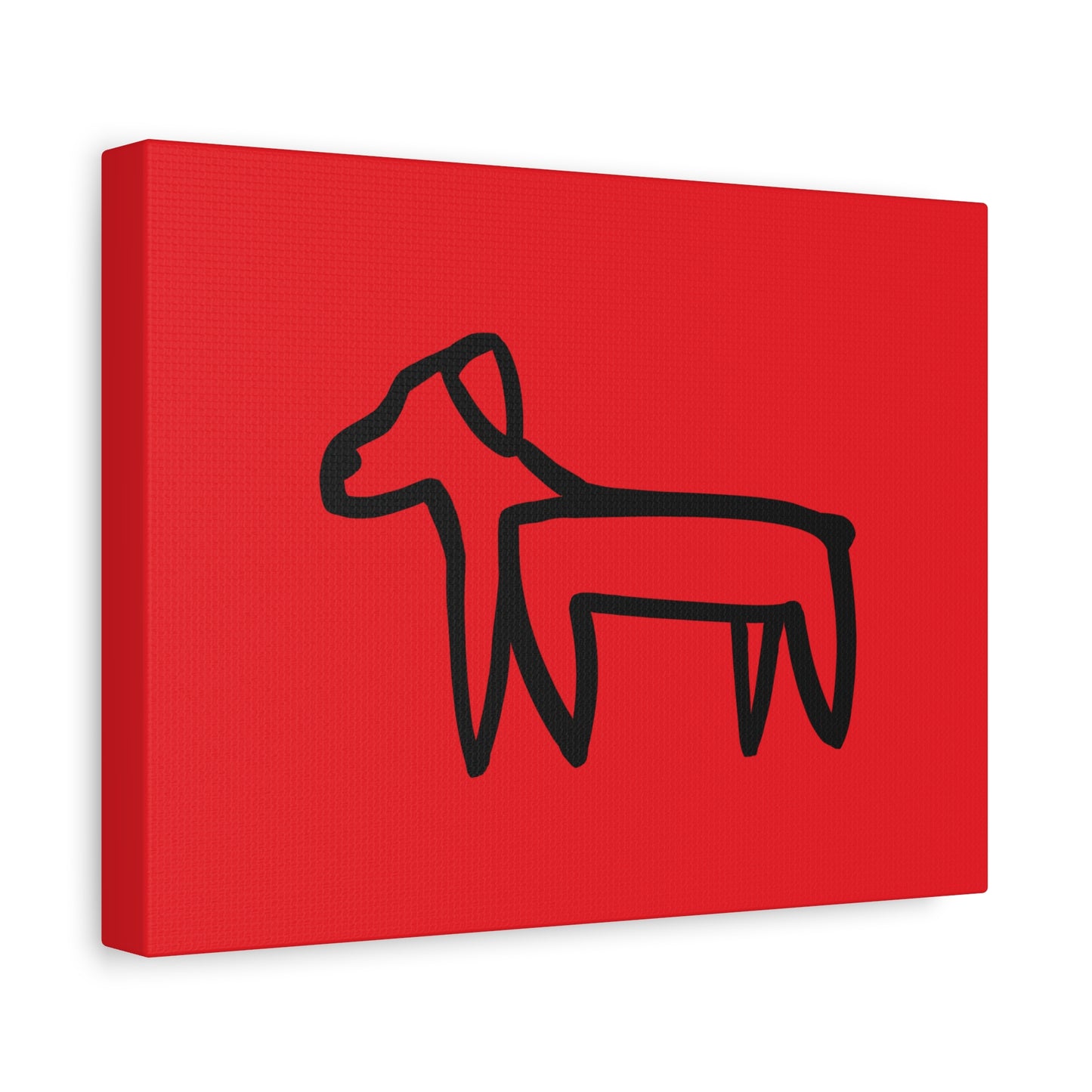Dog Canvas Print on Red (Transparent Style Black Dog) - Dog Drawing Canvas