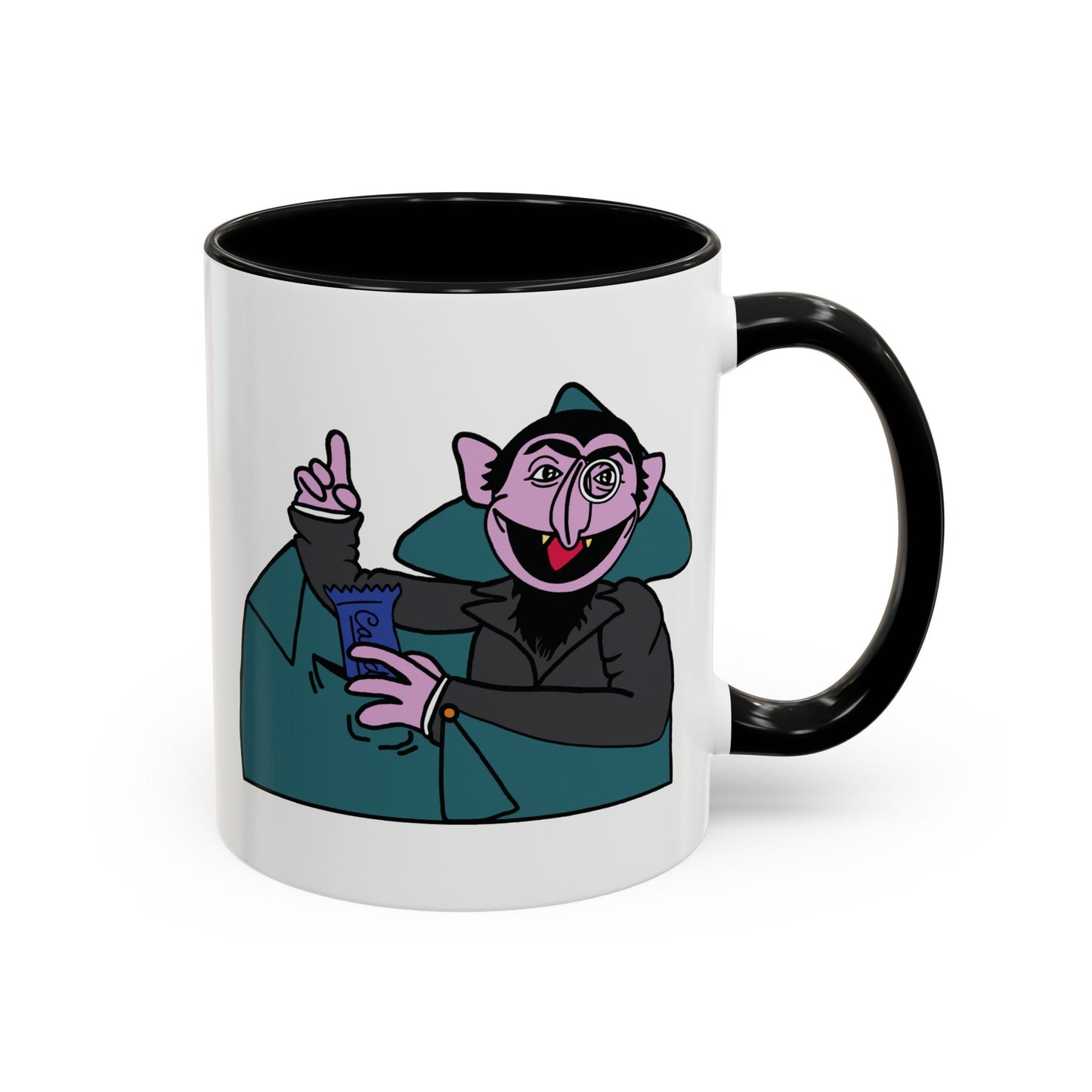 The Count Stealing Candy Accent Mug - Sesame Street The Count Parody Coffee Mug