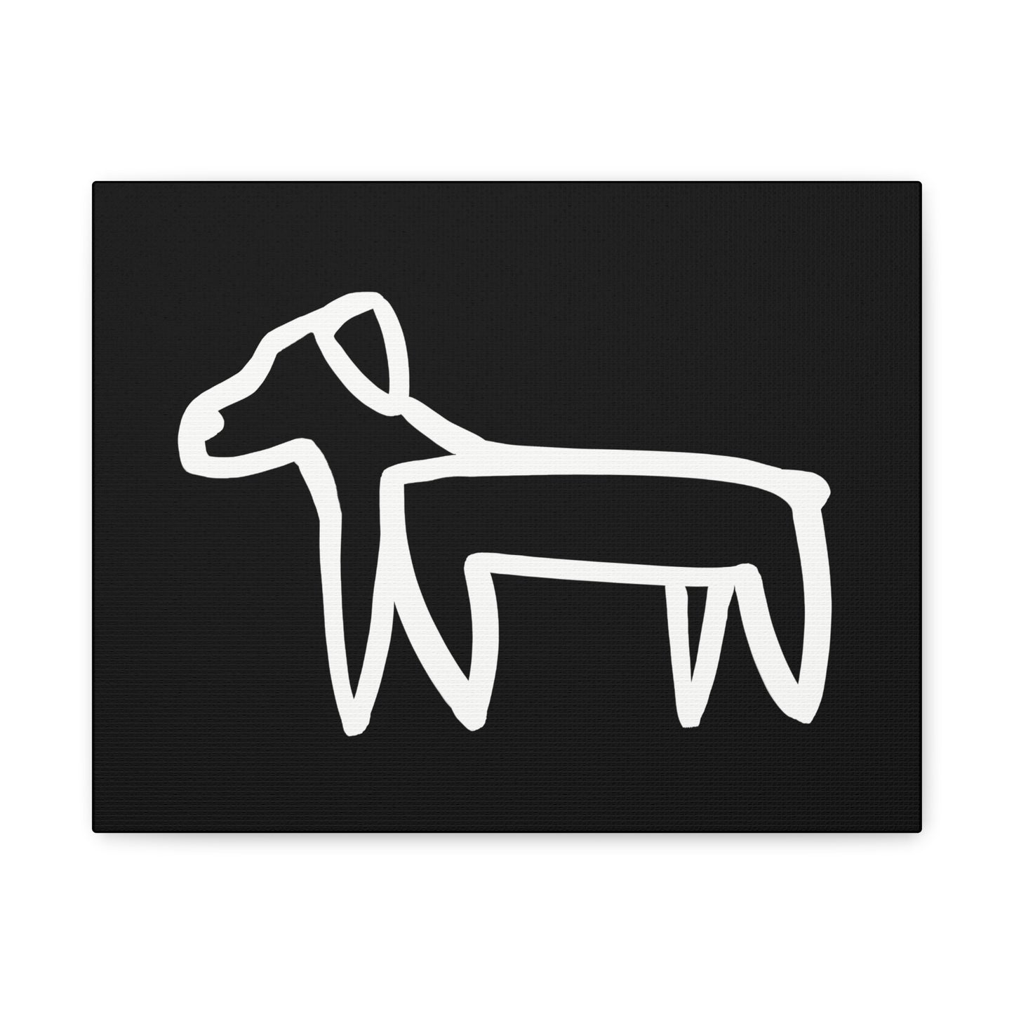 Dog Canvas Print on Black (Transparent Style White Dog) - Dog Art Print