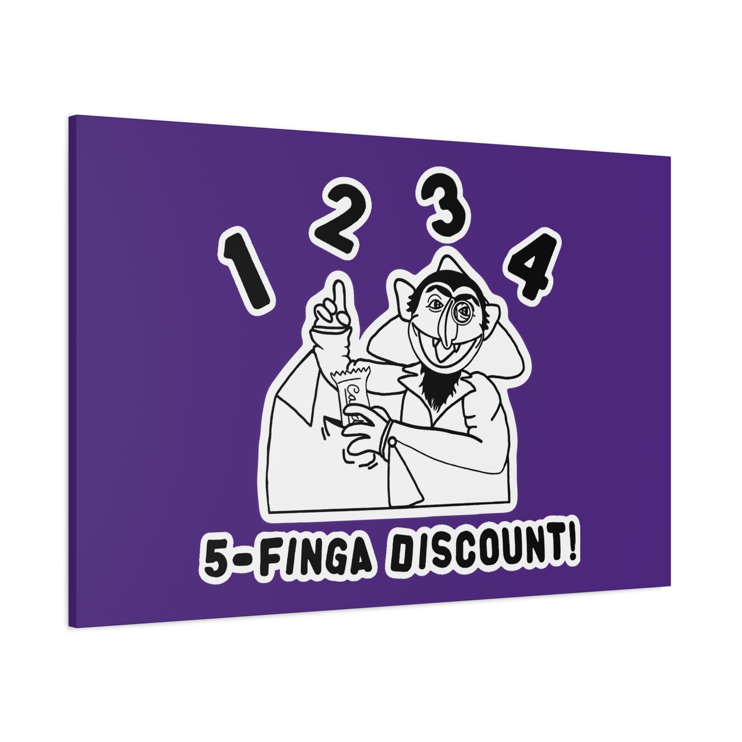 Five Finger Discount Outline Canvas Print Purple - Sesame Street The Count Parody Art Print