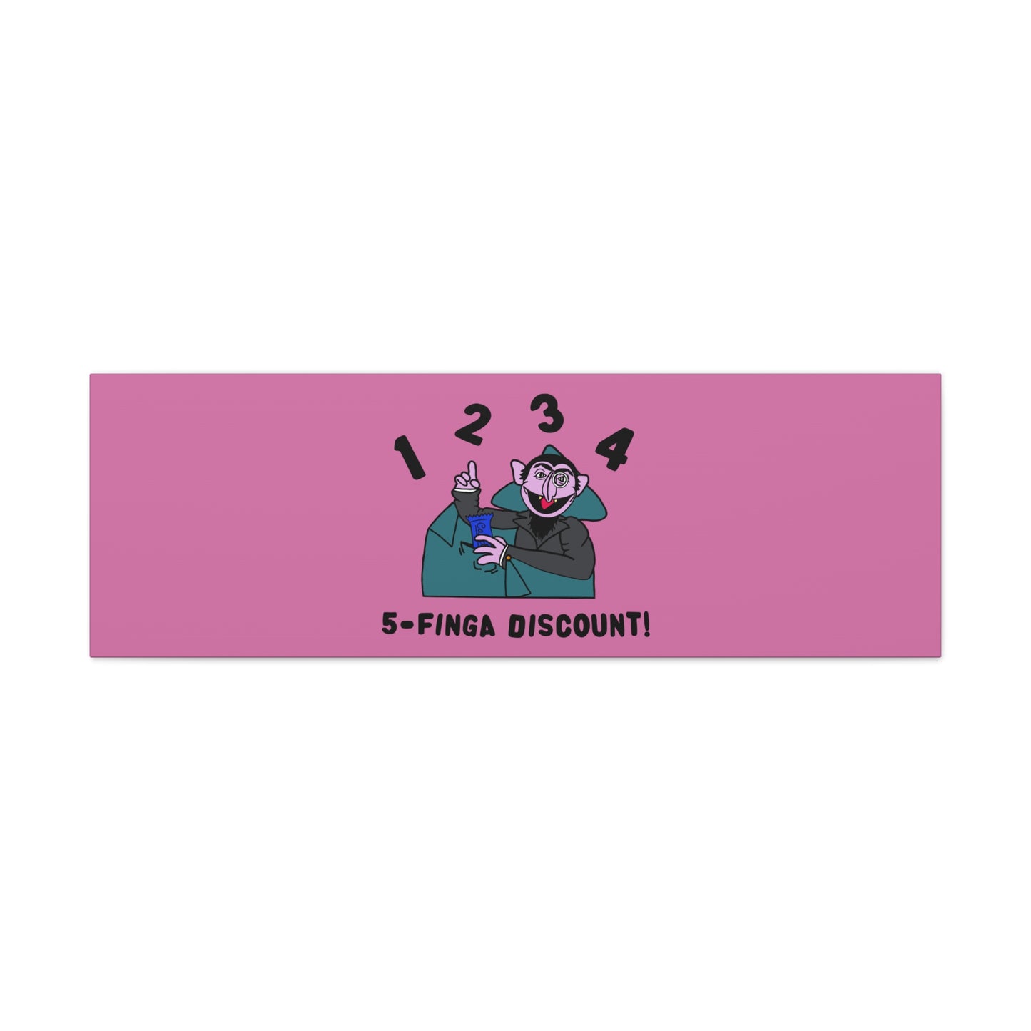 Five Finger Discount Canvas Print Light Pink - Sesame Street The Count Parody Art Print