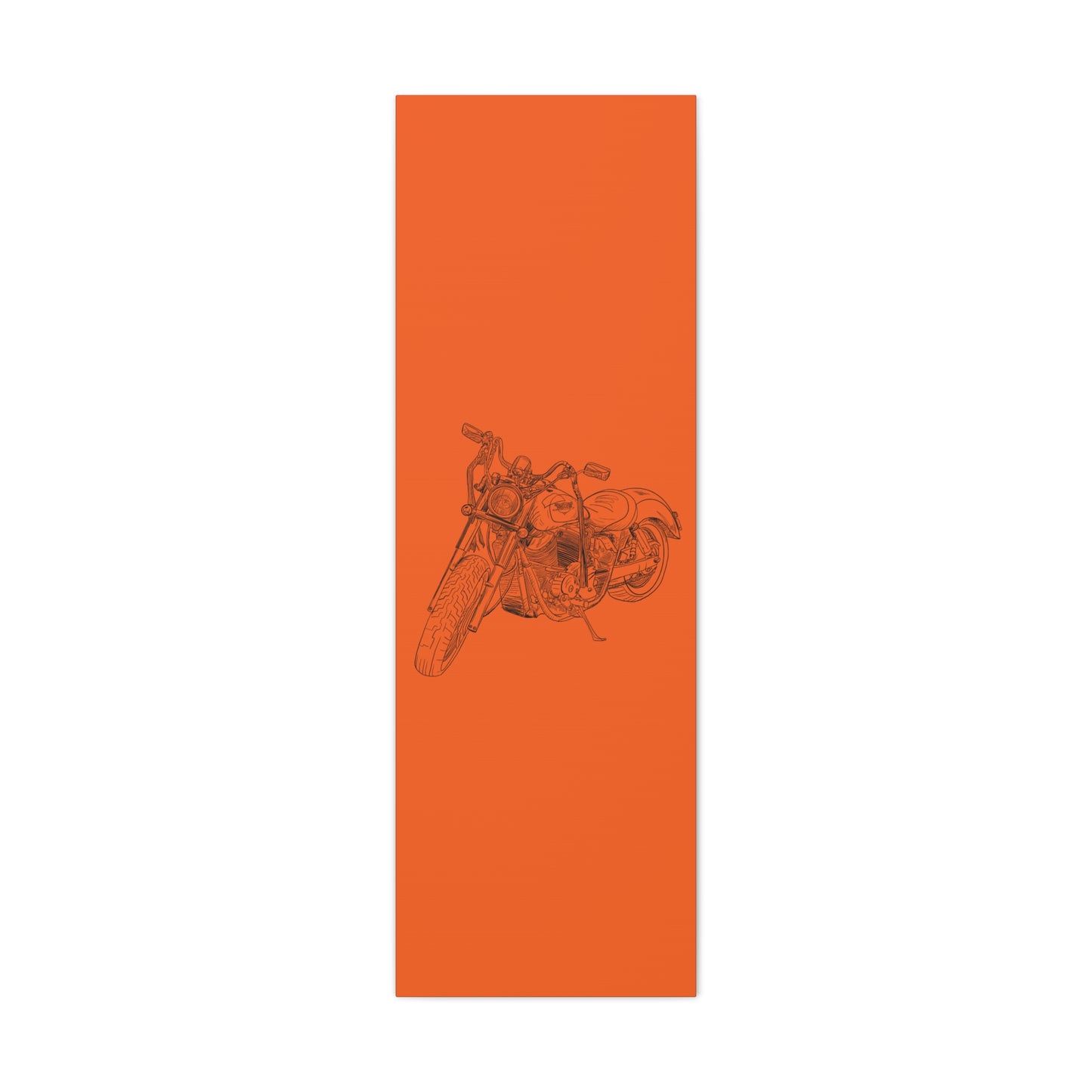 Ride Me Harley Motorcycle Sketch Canvas Print - Black Ink on Orange Background