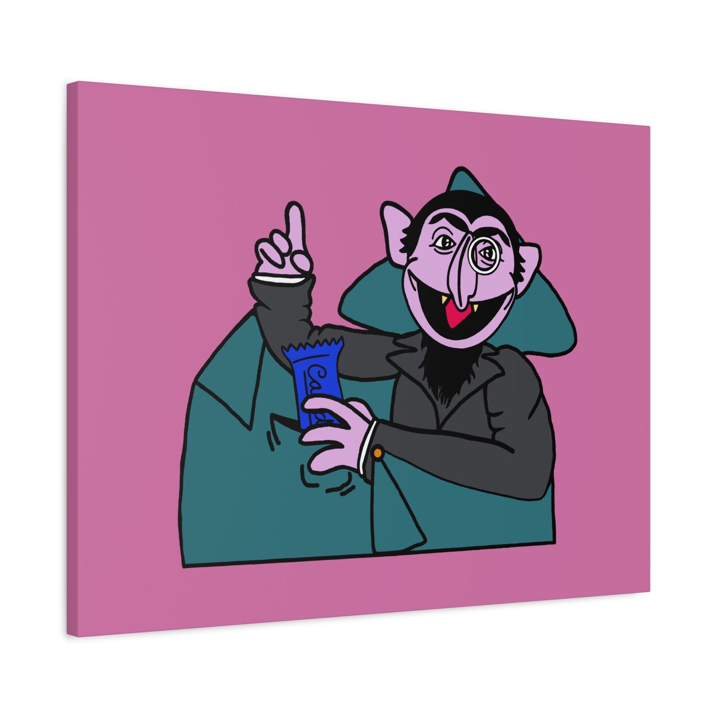 The Count Stealing Candy Canvas Print Light Pink - Sesame Street The Count Parody Art