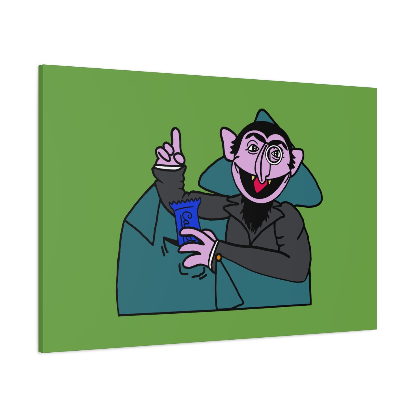 The Count Stealing Candy Canvas Print Green - Sesame Street The Count Parody Art
