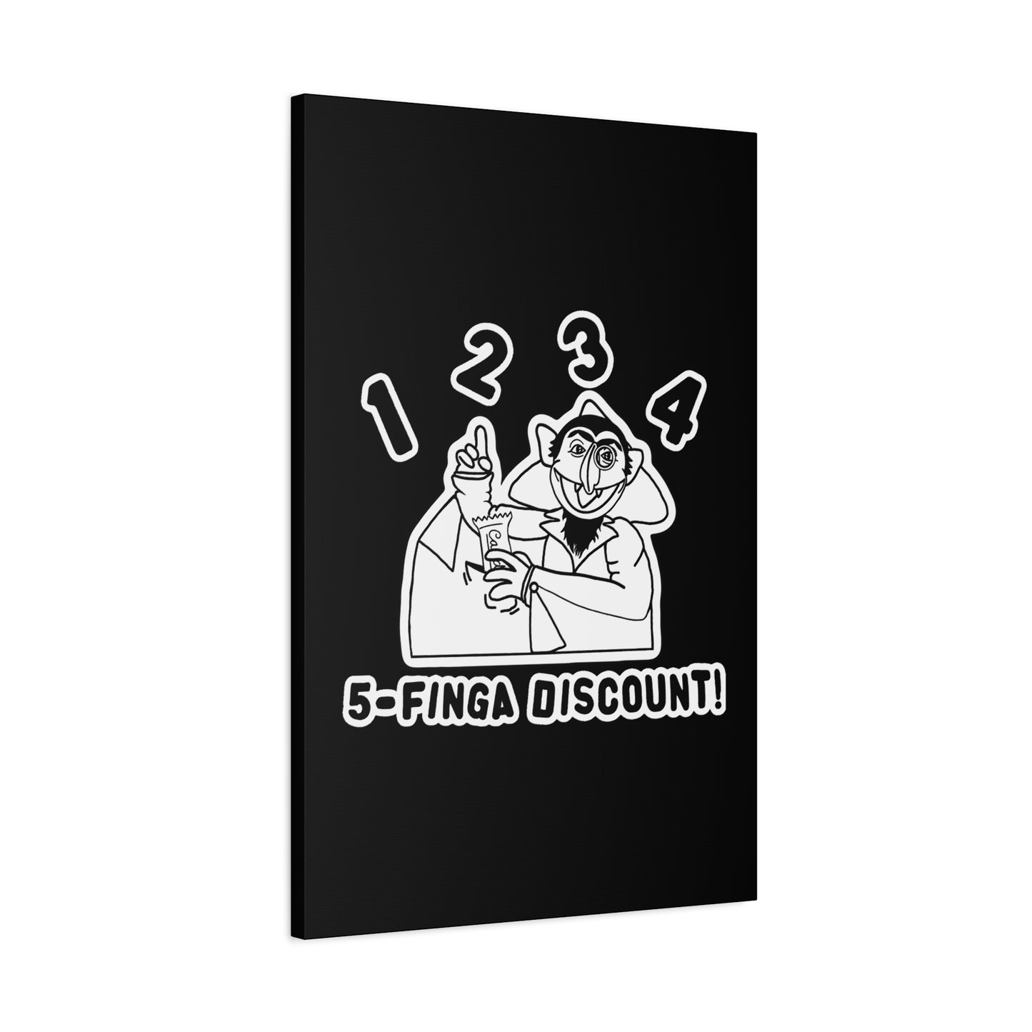 Five Finger Discount Outline Canvas Print Black - Sesame Street The Count Parody Art Print