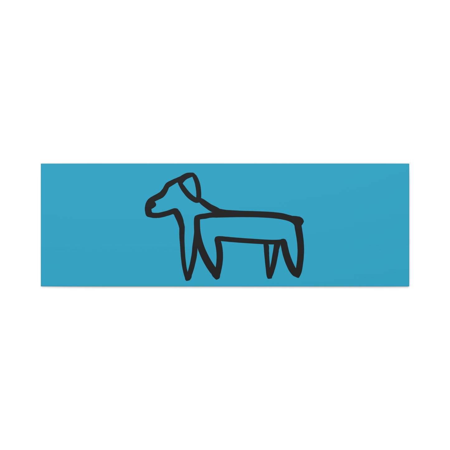 Dog Canvas Print on Turquoise (Transparent Style Black Dog) - Dog Drawing Canvas