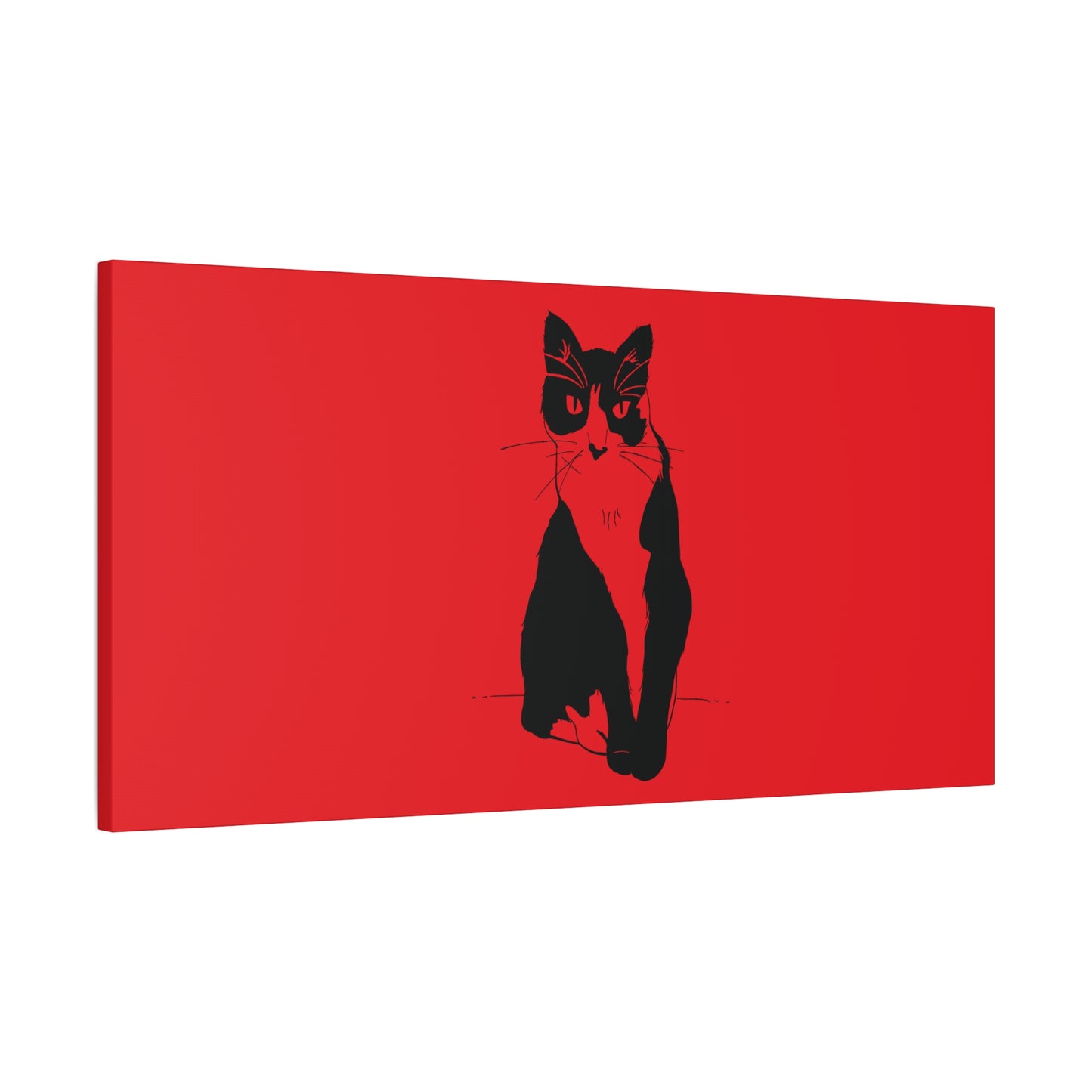 Cat Canvas Print on Red (Transparent Style Cat) - Cat Drawing Art