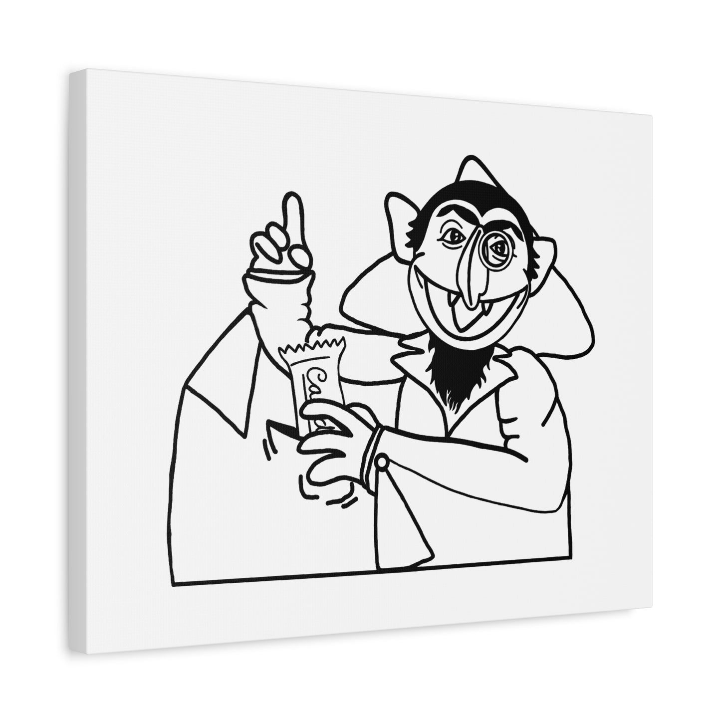 The Count Stealing Candy Outline Canvas Print White - Sesame Street The Count Parody Art