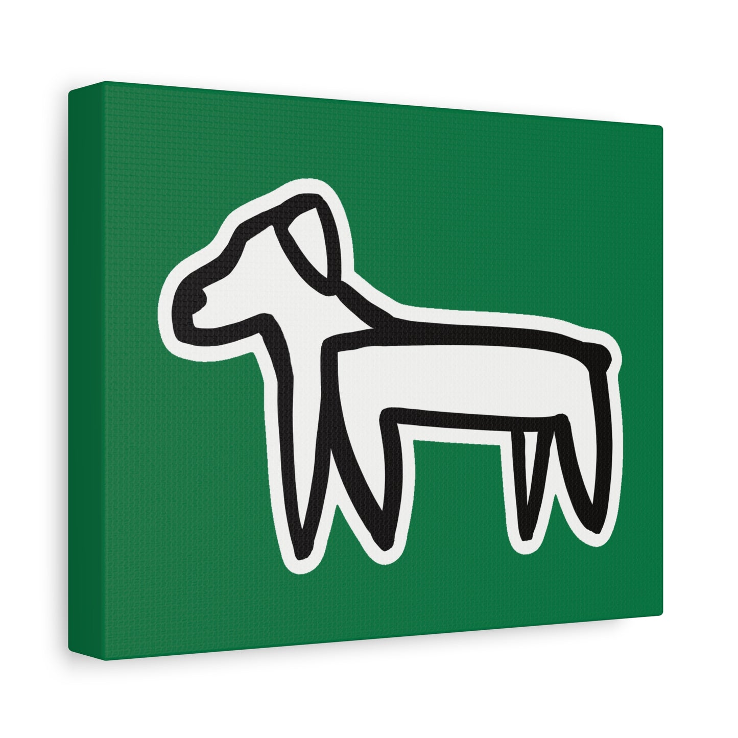 Dog Canvas Print on Green (Sticker Style White Dog) - Dog Art Print