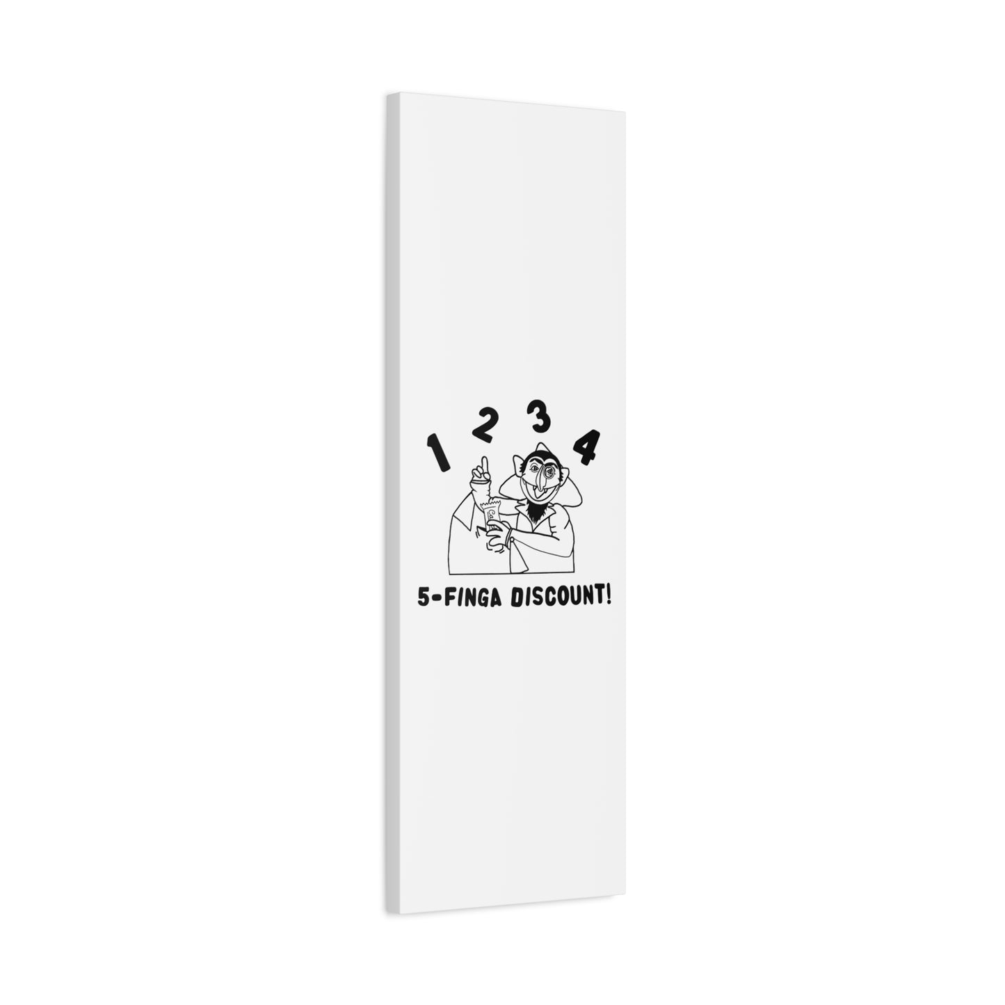 Five Finger Discount Outline Canvas Print White - Sesame Street The Count Parody Art Print
