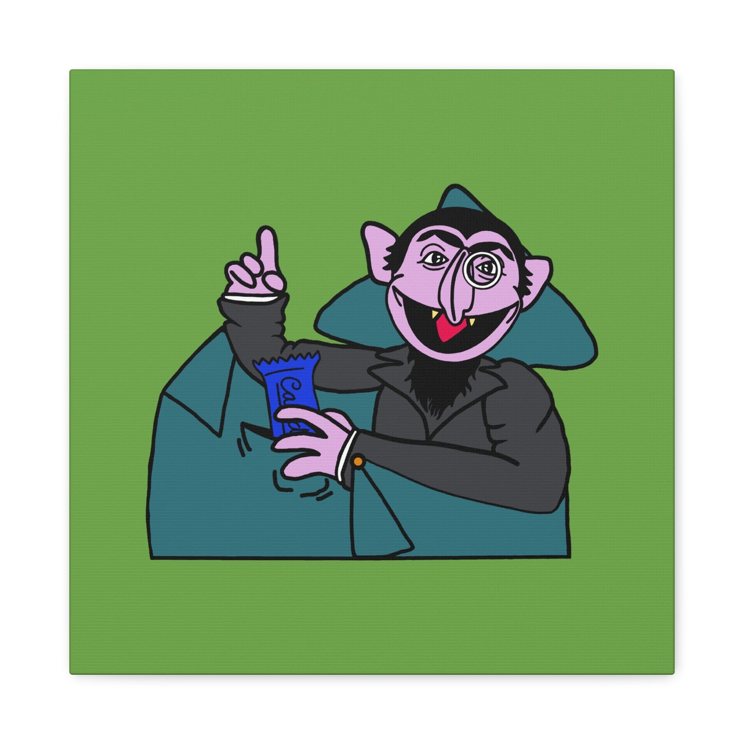 The Count Stealing Candy Canvas Print Green - Sesame Street The Count Parody Art