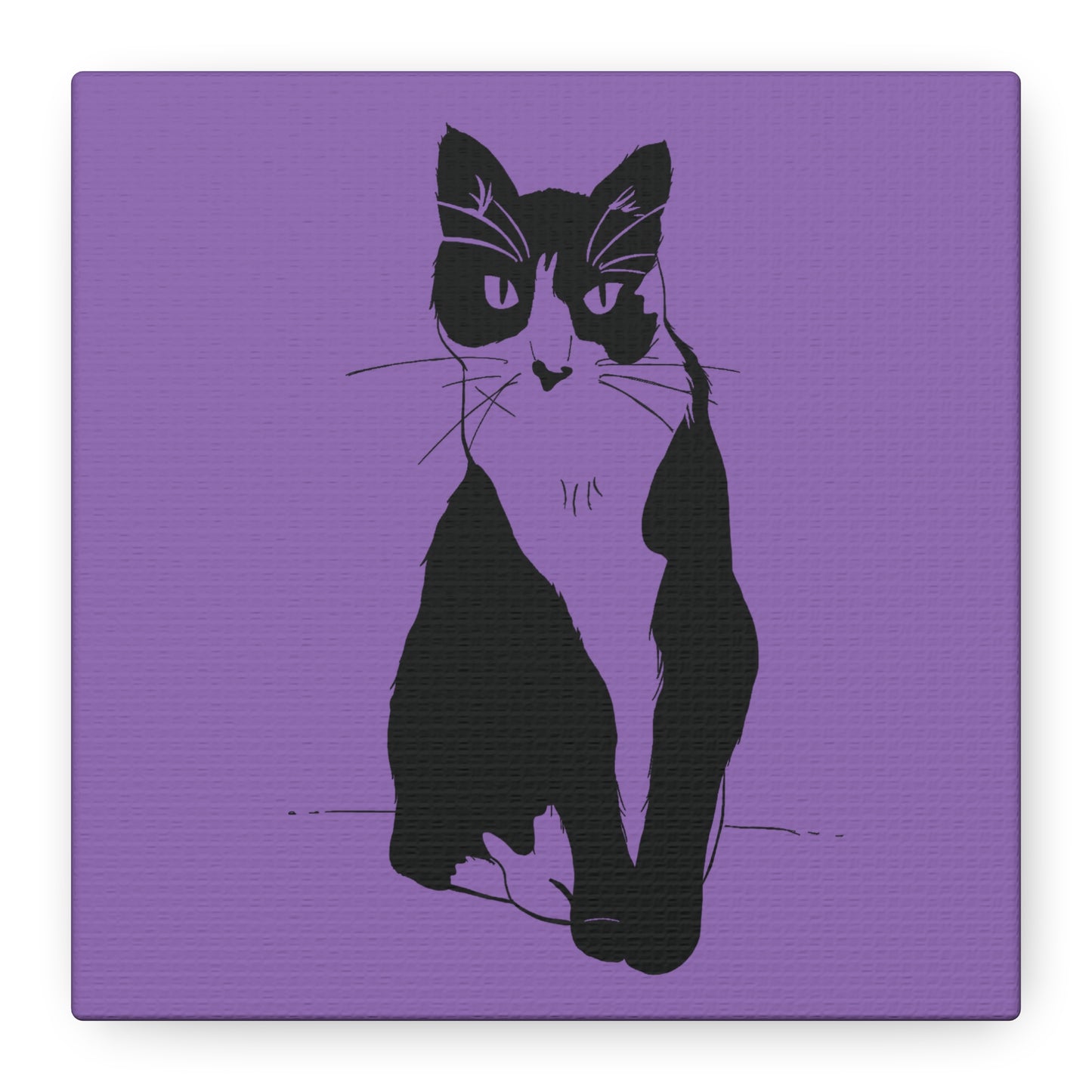 Cat Canvas Print on Purple (Transparent Style Cat) - Cat Drawing Art