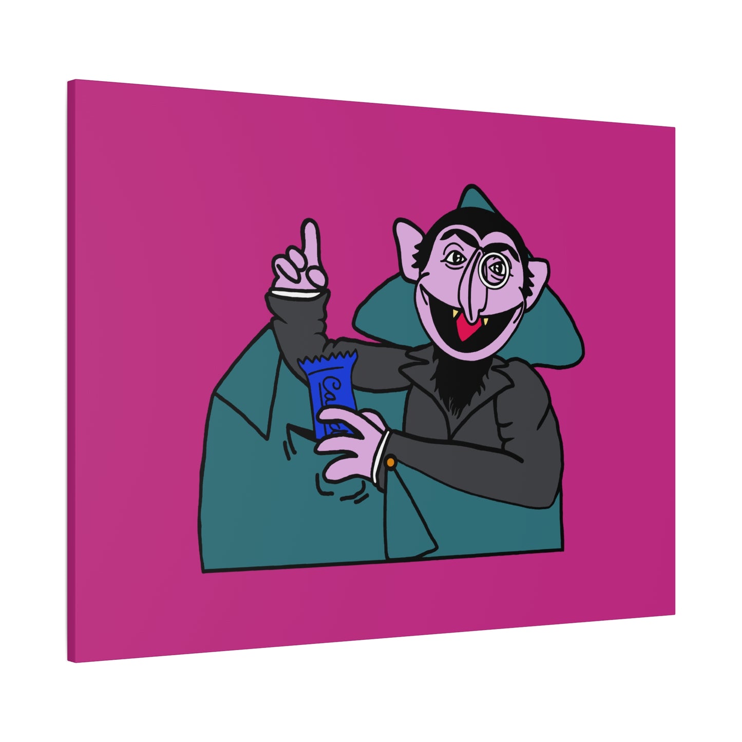 The Count Stealing Candy Canvas Print Pink - Sesame Street The Count Parody Art
