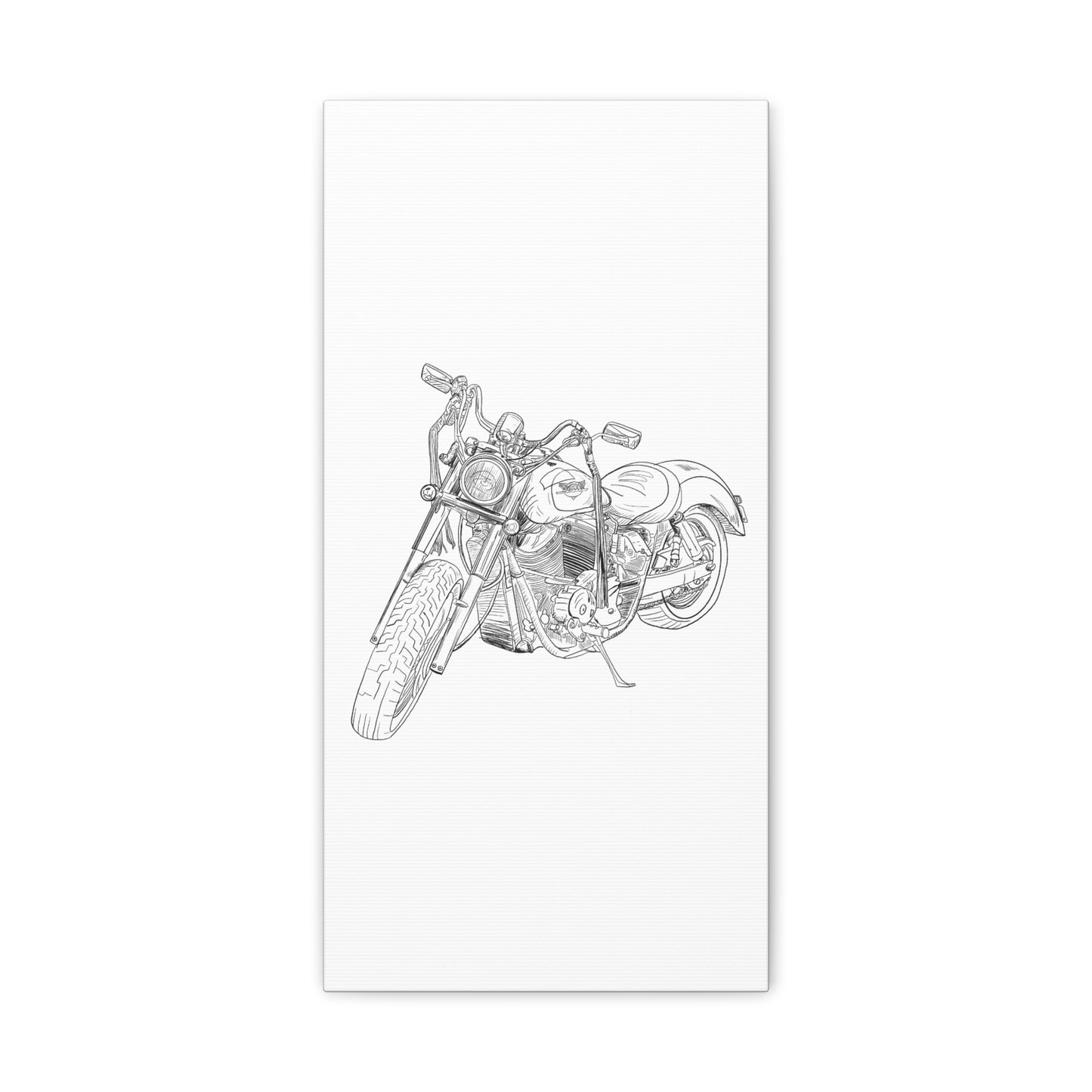 Ride Me Harley Motorcycle Sketch Canvas Print - Black Ink on White Background