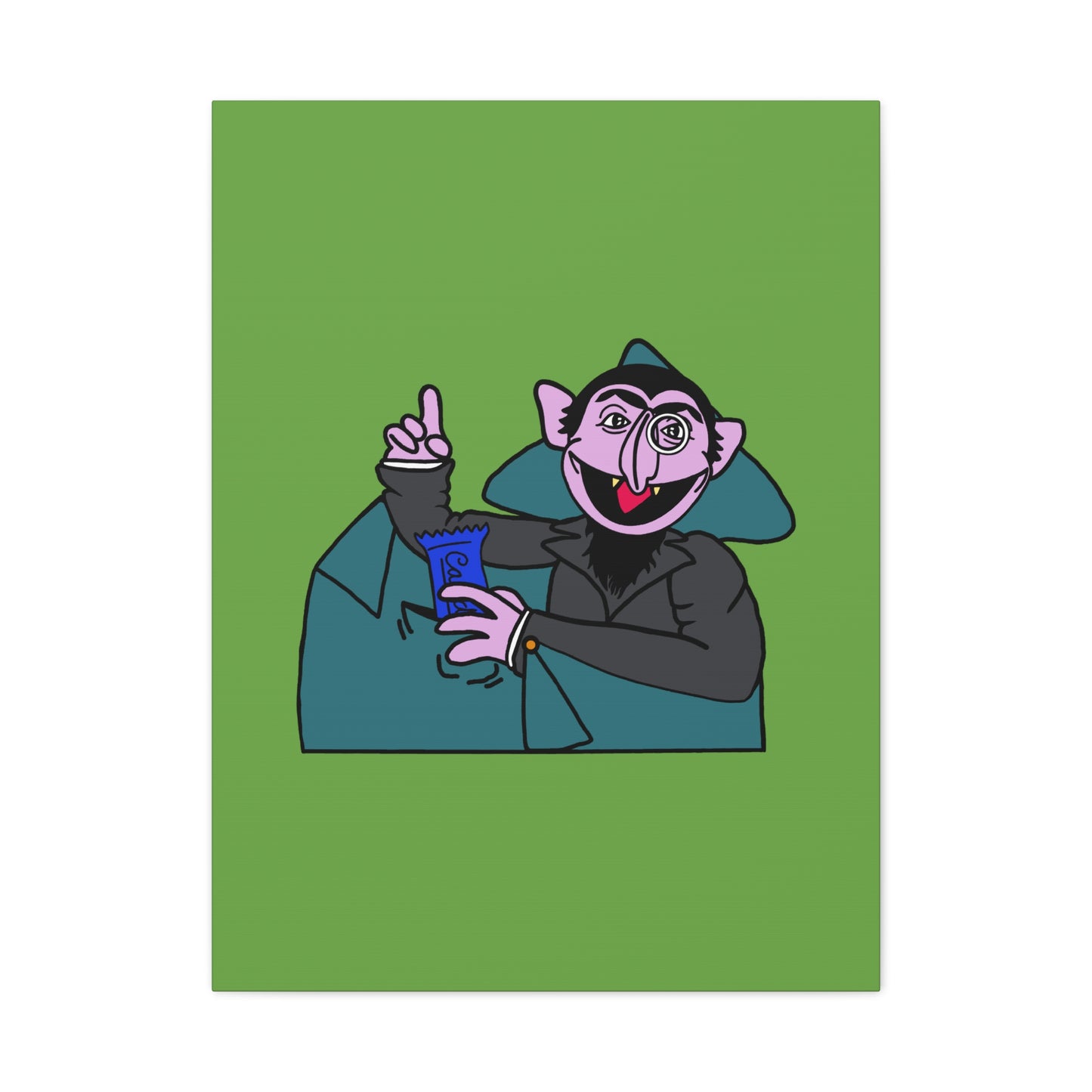 The Count Stealing Candy Canvas Print Green - Sesame Street The Count Parody Art