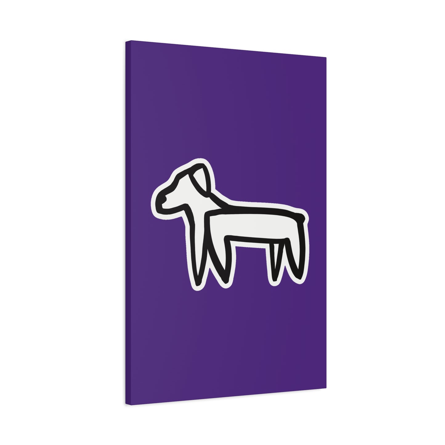 Dog Canvas Print on Purple (Sticker Style White Dog) - Dog Art Print