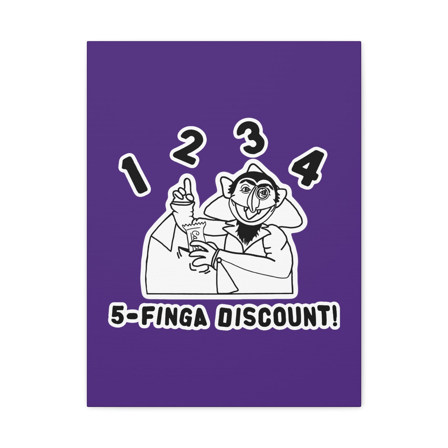 Five Finger Discount Outline Canvas Print Purple - Sesame Street The Count Parody Art Print