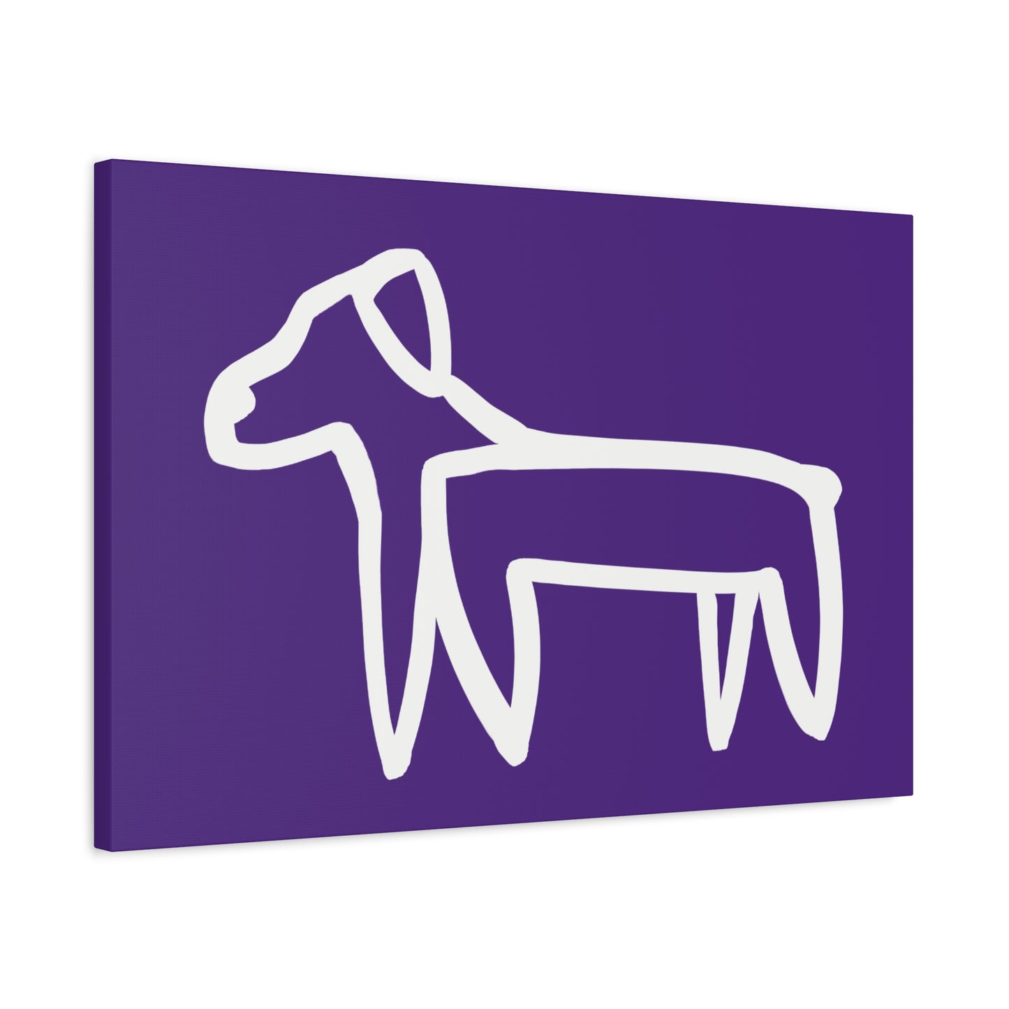 Dog Canvas Print on Purple (Transparent Style White Dog) - Dog Art Print