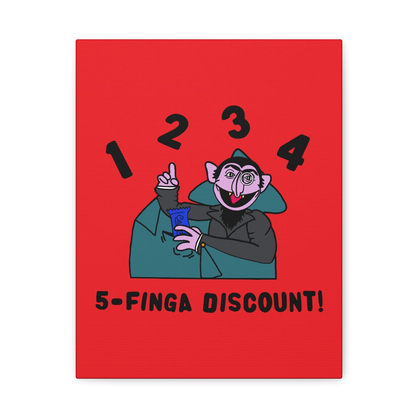 Five Finger Discount Canvas Print Red - Sesame Street The Count Parody Art Print