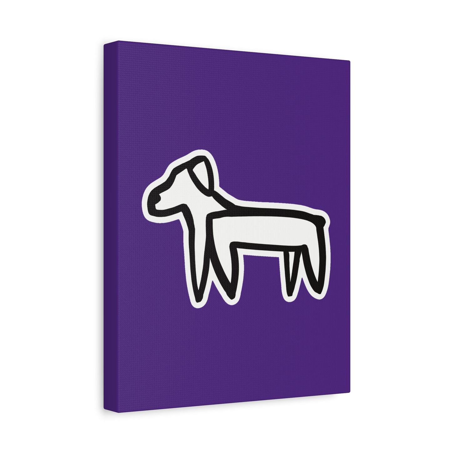 Dog Canvas Print on Purple (Sticker Style White Dog) - Dog Art Print