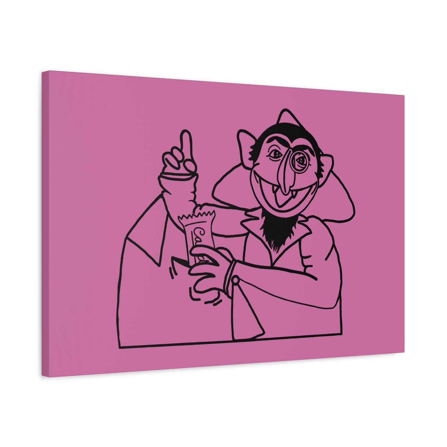 The Count Stealing Candy Outline Canvas Print Light Pink - Sesame Street The Count Parody Art