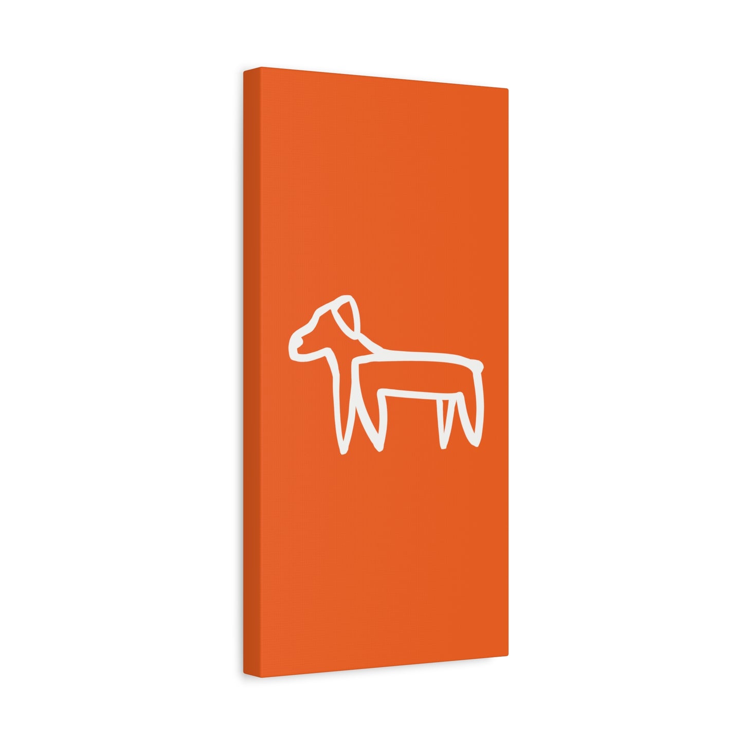 Dog Canvas Print on Orange (Transparent Style White Dog) - Dog Art Print