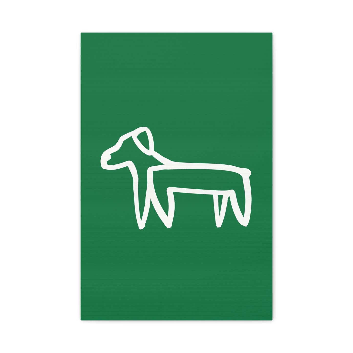 Dog Canvas Print on Green (Transparent Style White Dog) - Dog Art Print
