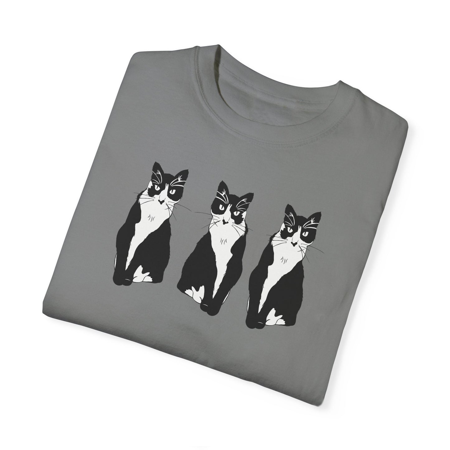 Cat x3 Tee (B&W Style Cat) - Cat Drawing Shirt