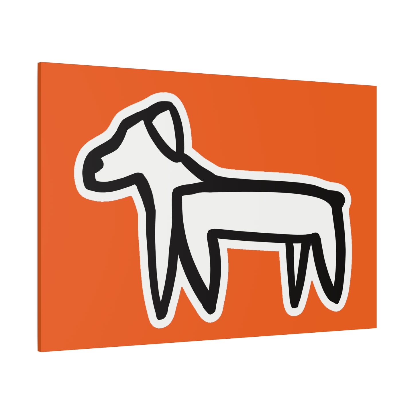 Dog Canvas Print on Orange (Sticker Style White Dog) - Dog Art Print