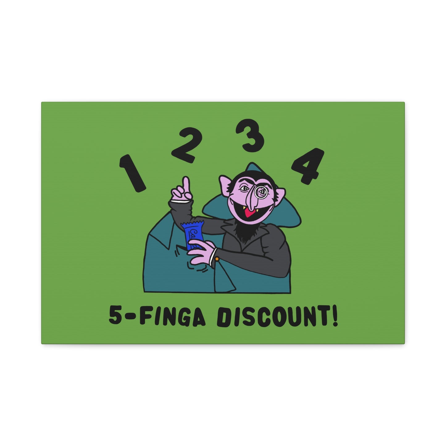 Five Finger Discount Canvas Print Green - Sesame Street The Count Parody Art Print