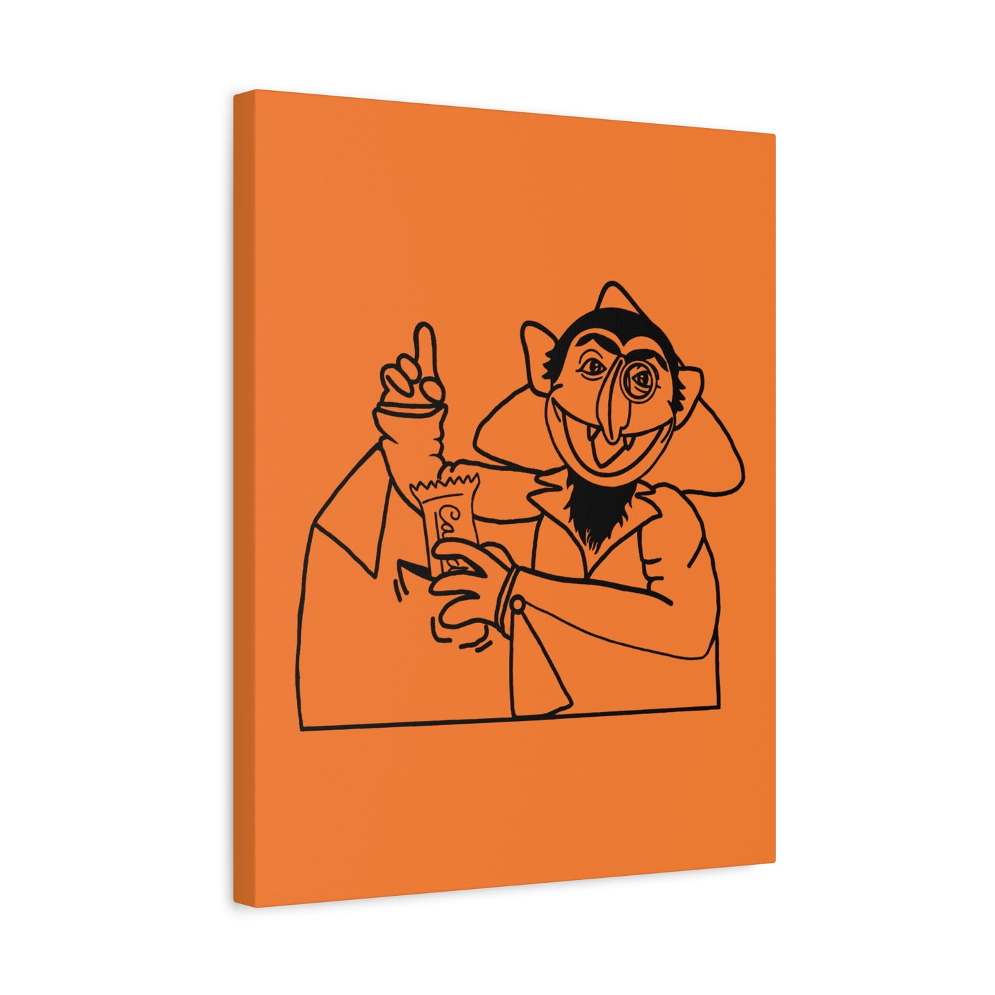 The Count Stealing Candy Outline Canvas Print Light Orange - Sesame Street The Count Parody Art