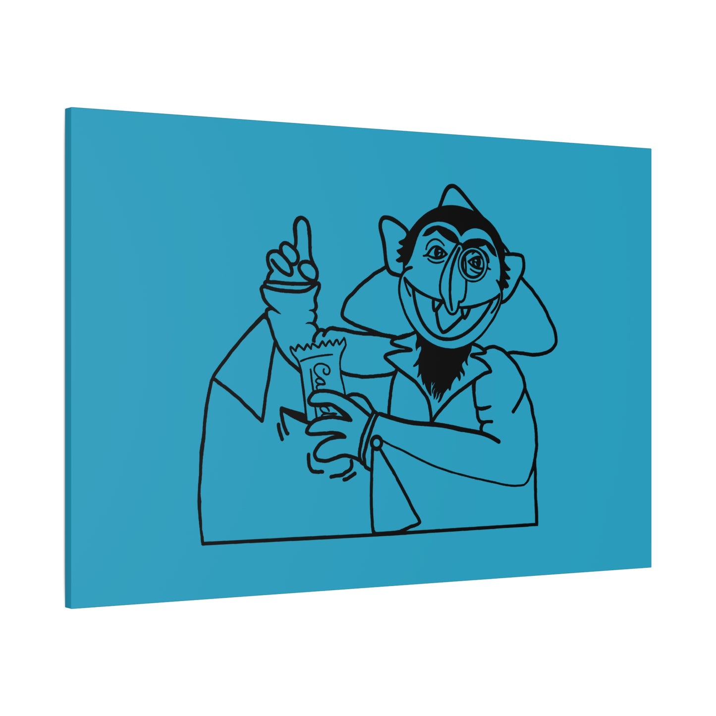 The Count Stealing Candy Outline Canvas Print Turquoise - Sesame Street The Count Art Print