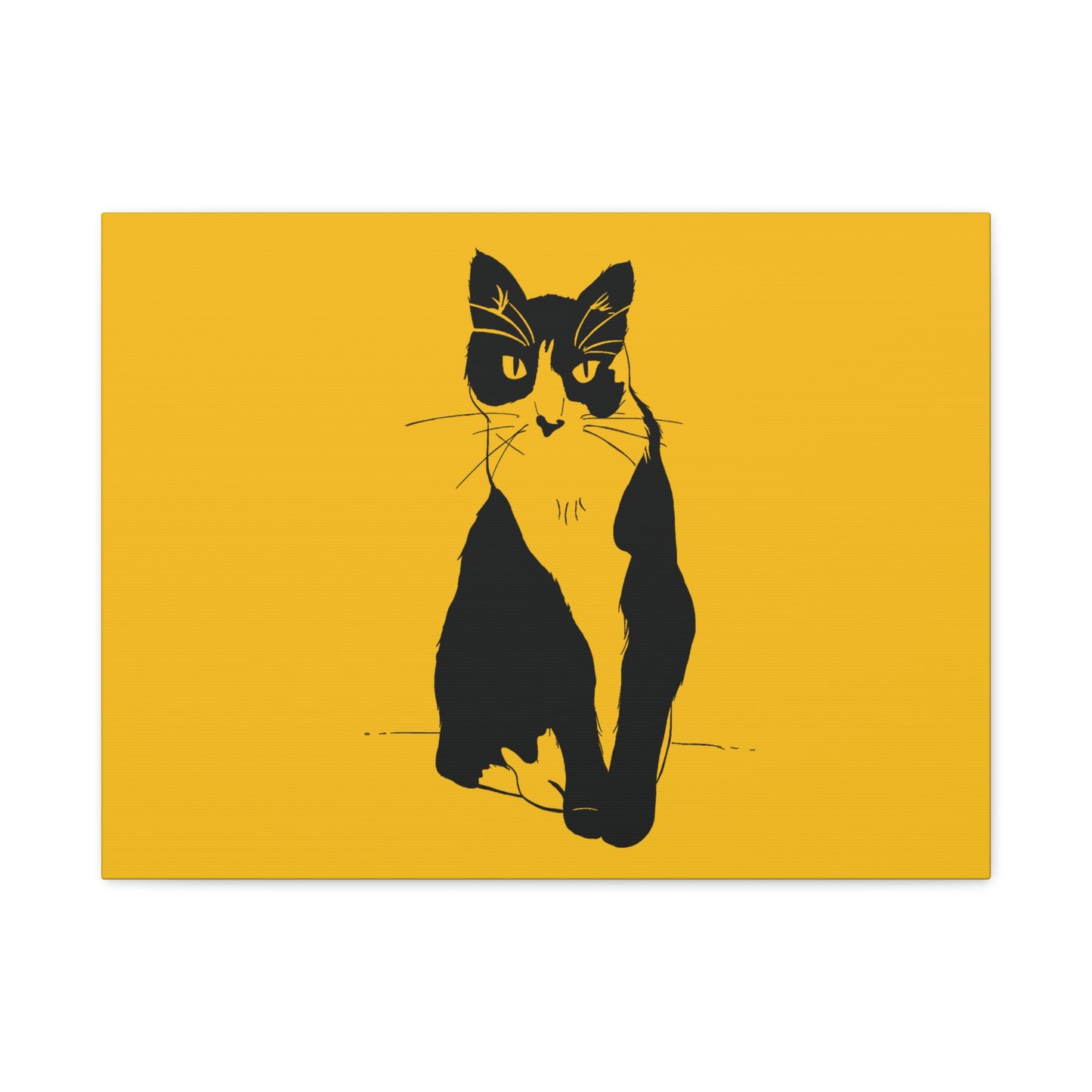 Cat Canvas Print on Yellow (Transparent Style Cat) - Cat Drawing Art