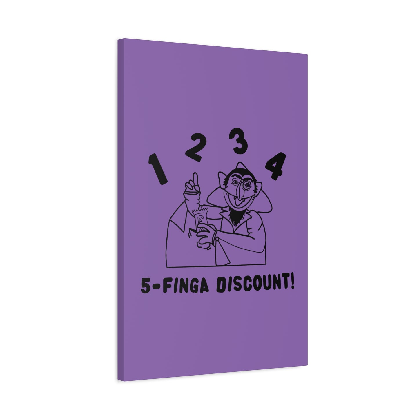 Five Finger Discount Outline Canvas Print Light Purple - Sesame Street The Count Parody Art Print