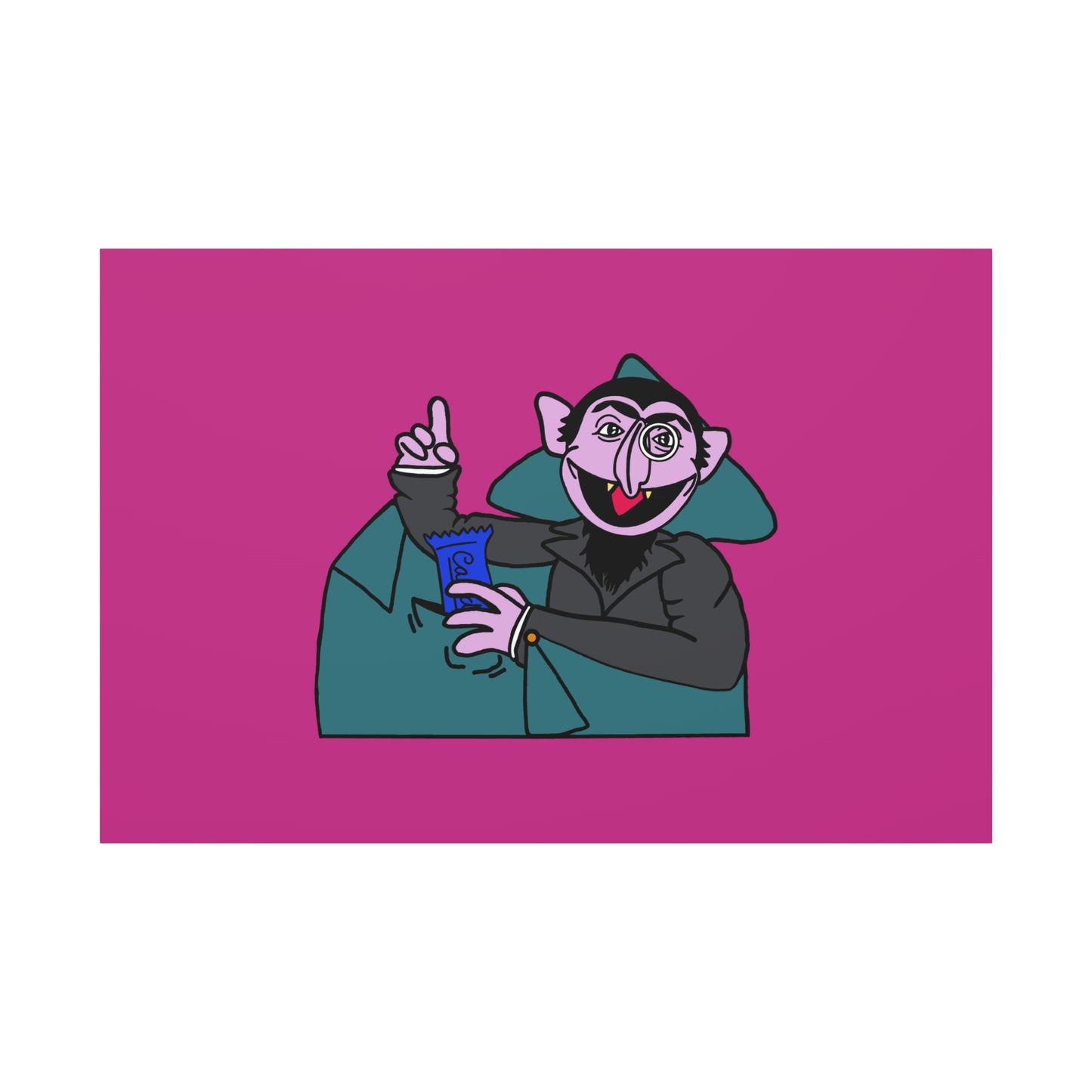 The Count Stealing Candy Canvas Print Pink - Sesame Street The Count Parody Art