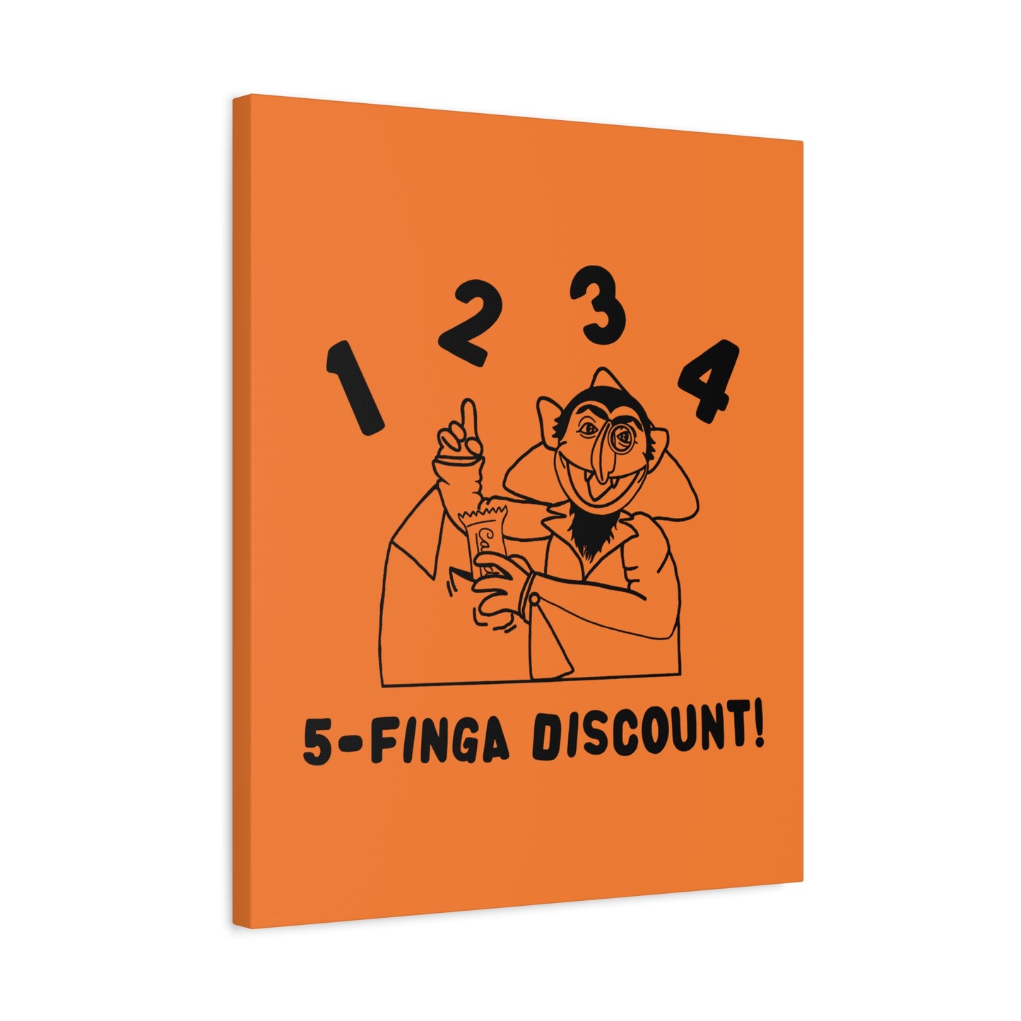 Five Finger Discount Outline Canvas Print Light Orange - Sesame Street The Count Parody Art Print